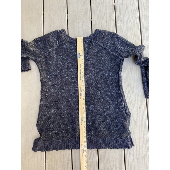 Free people medium black Heathered Pop over pull over Sweater High Low - Picture 7 of 9